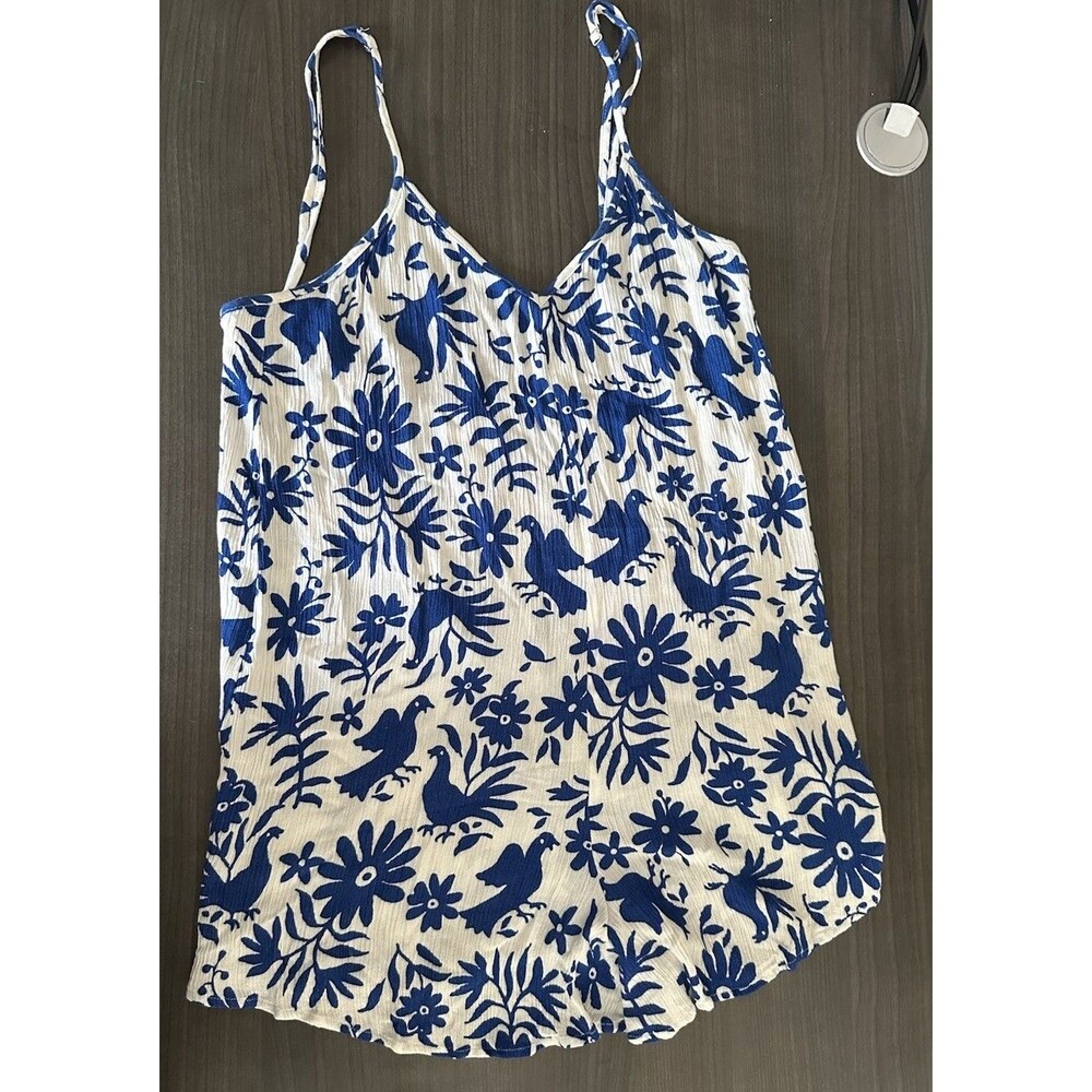 Show Me Your MuMu Blue and White Floral Bird Print Cami Dress